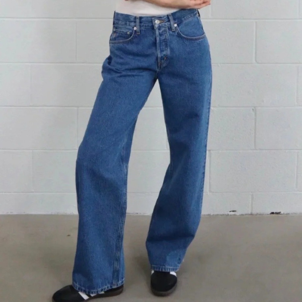 Ética x Anthropologie Stanton Relaxed Wide Leg Jeans Fistral Medium Wash Size 29